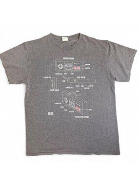 Vintage Nintendo NES Controller Blueprint Gaming Graphic Tee